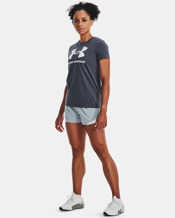 เสื้อแขนสั้น UA Sportstyle Graphic สำหรับผู้หญิง in Gray image number 2